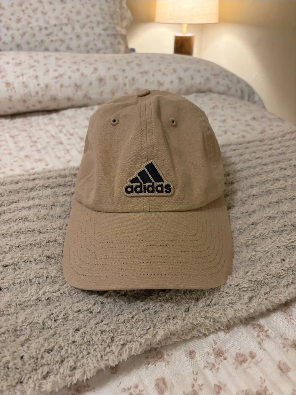 adidas Khaki Cotton Baseball Cap with Black Logo